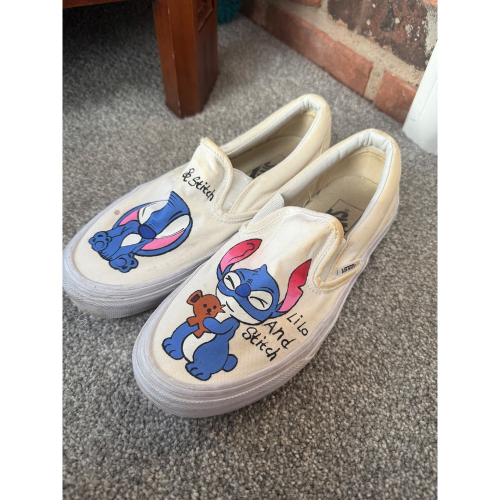 Lilo & Stitch Vans Women's 7 Slip On Hand Painted Custom Shoes Disney Art‎
